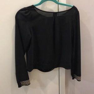 Sheer black long sleeve with gold studs